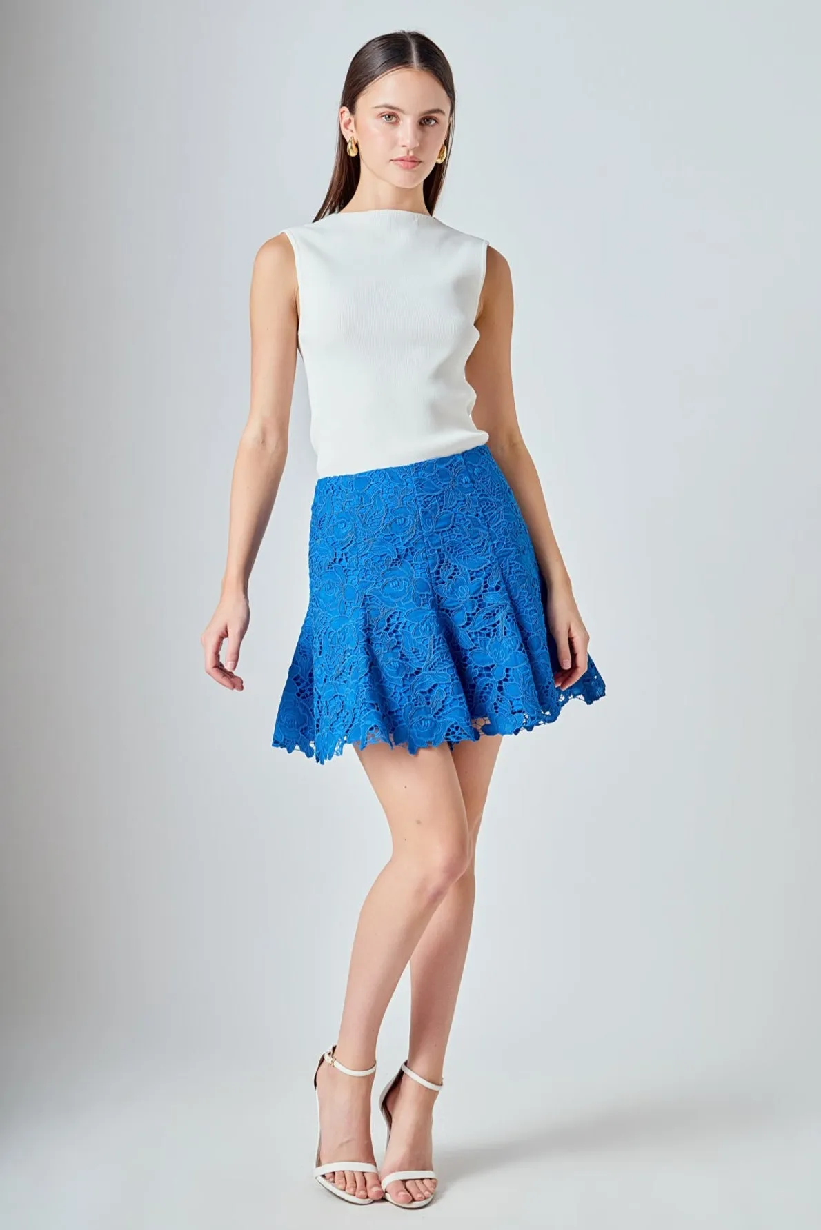 Lace Fit and Flare Mini Skirt sold by Endless Rose
