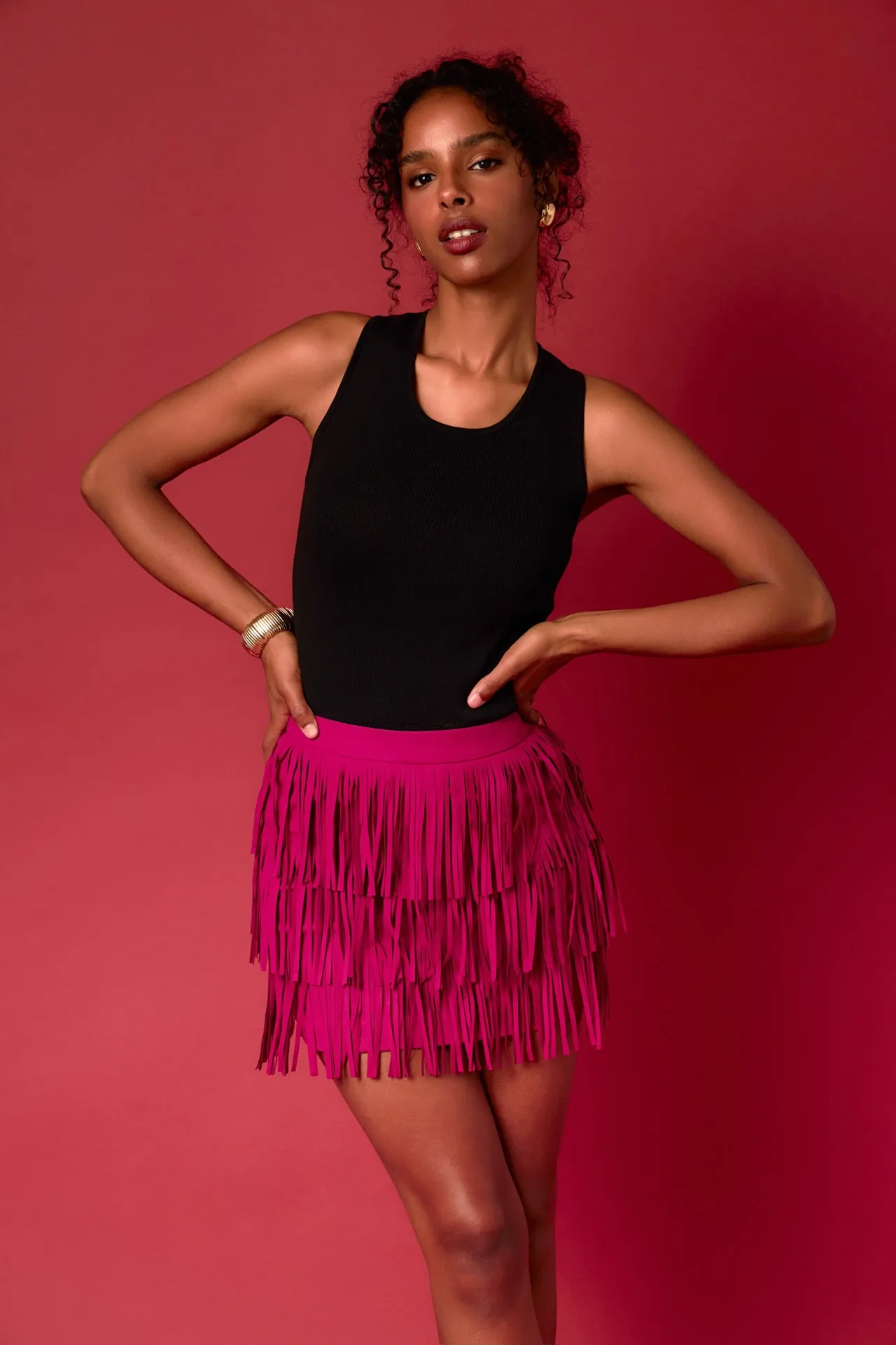 Faux Suede Fringe Mini Skirt sold by Endless Rose product image thumbnail 5