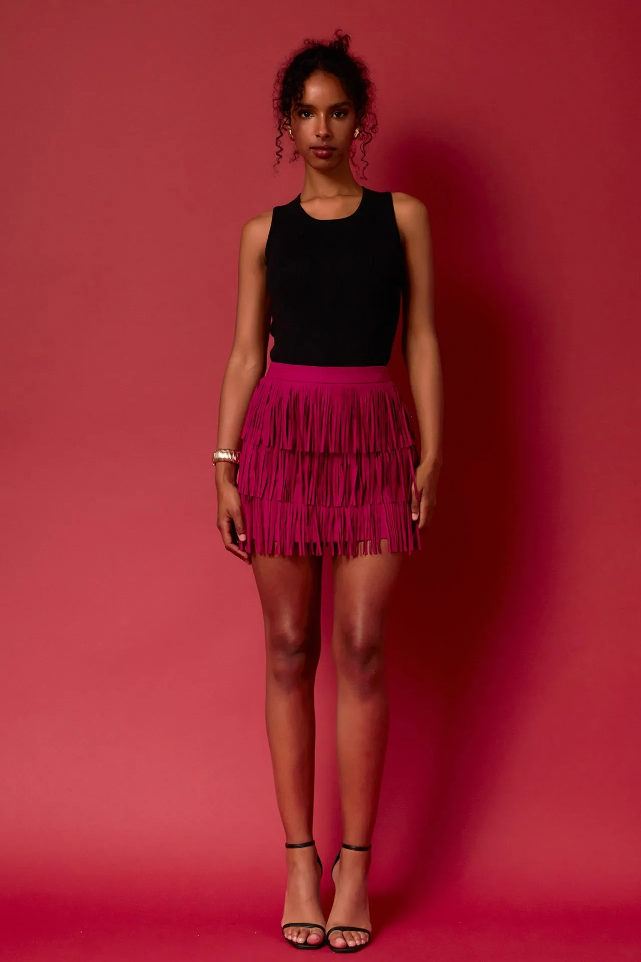 Faux Suede Fringe Mini Skirt sold by Endless Rose