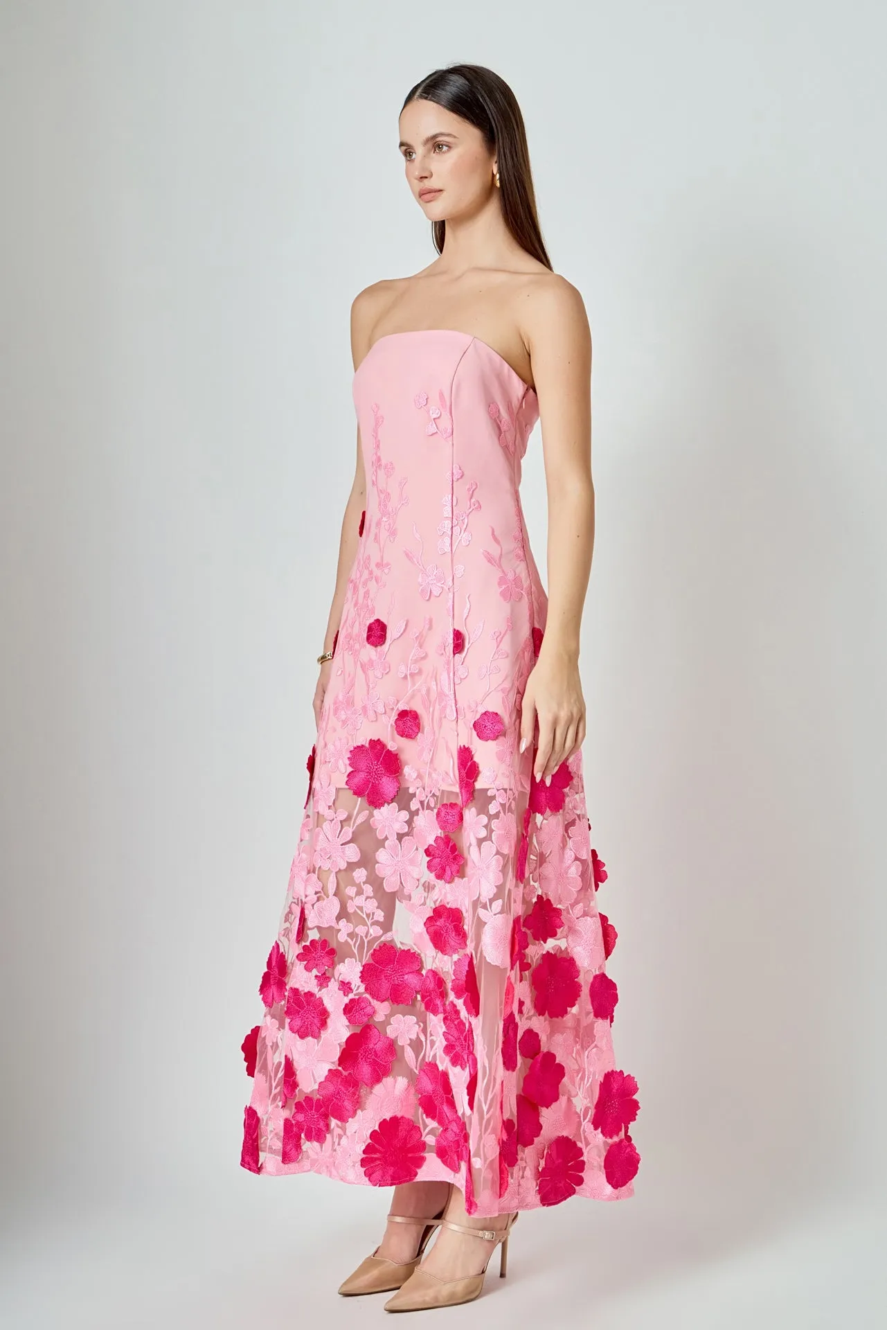 Embroidered 3D Applique Strapless Maxi Dress sold by Endless Rose product image thumbnail 3