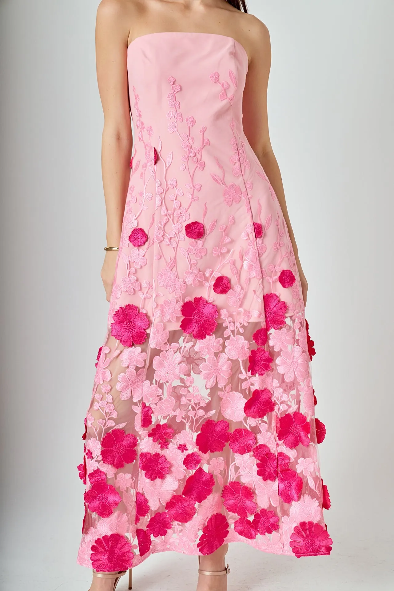 Embroidered 3D Applique Strapless Maxi Dress sold by Endless Rose product image thumbnail 2