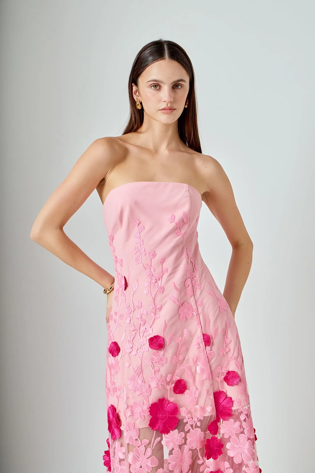 Embroidered 3D Applique Strapless Maxi Dress sold by Endless Rose product image thumbnail 5