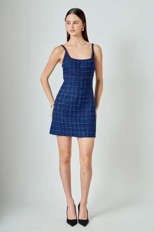 Knit Trimmed Tweed Mini Dress sold by Endless Rose