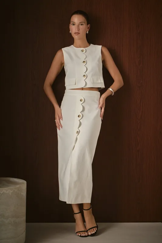 Catherine Scallop Edge Linen Maxi Skirt sold by Endless Rose