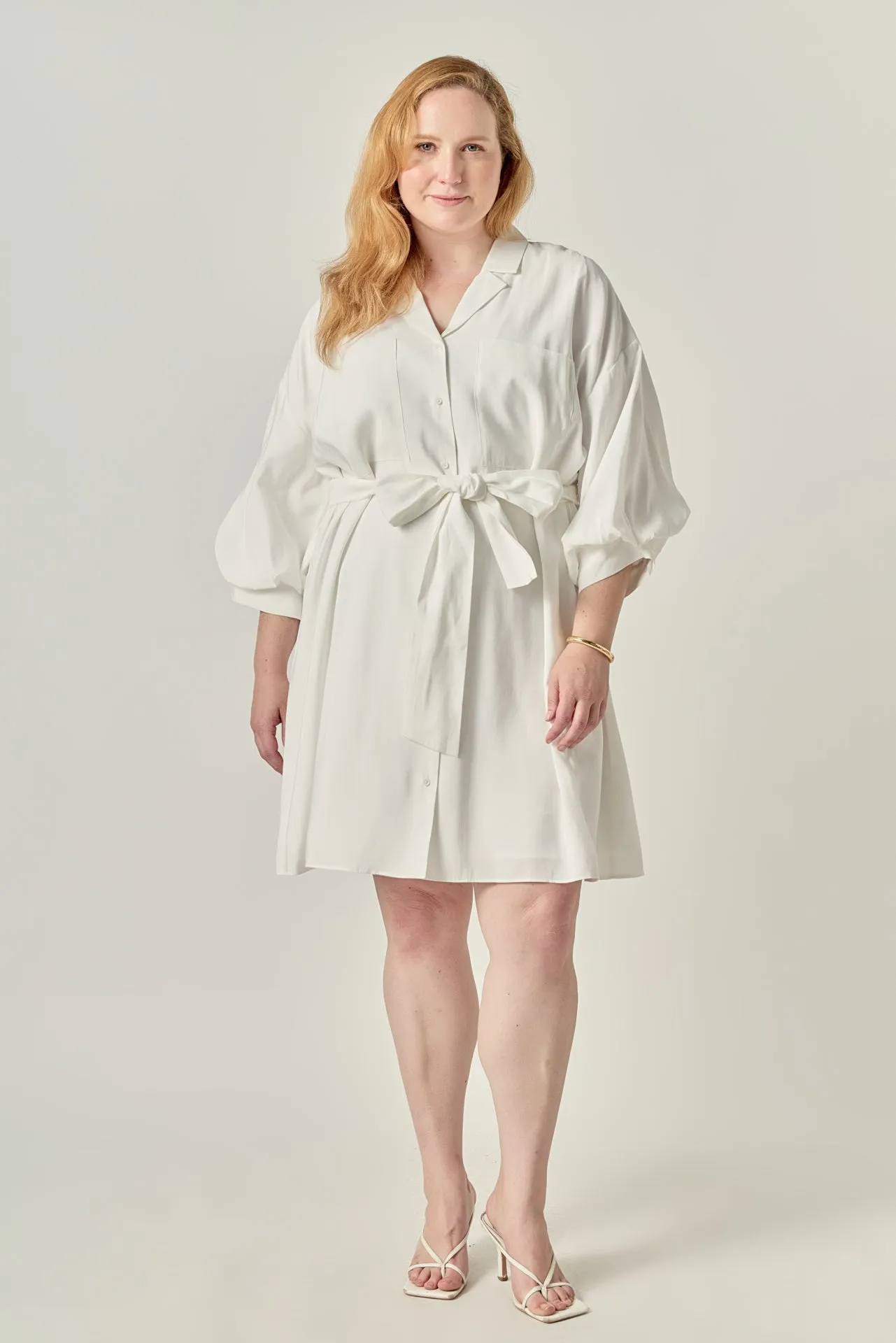 Blouson Sleeve Belted Shirt Dress sold by Endless Rose