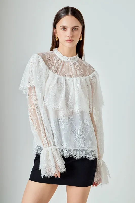 Ruffled Lace Blouse sold by Endless Rose