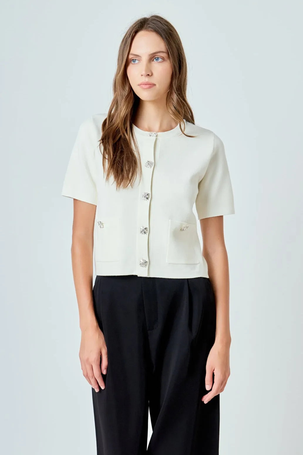 Short Sleeve Jewel Button-Up Cardigan sold by Endless Rose product image thumbnail 5