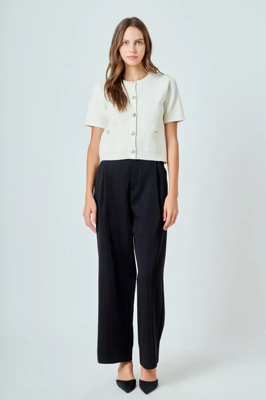 Short Sleeve Jewel Button-Up Cardigan sold by Endless Rose