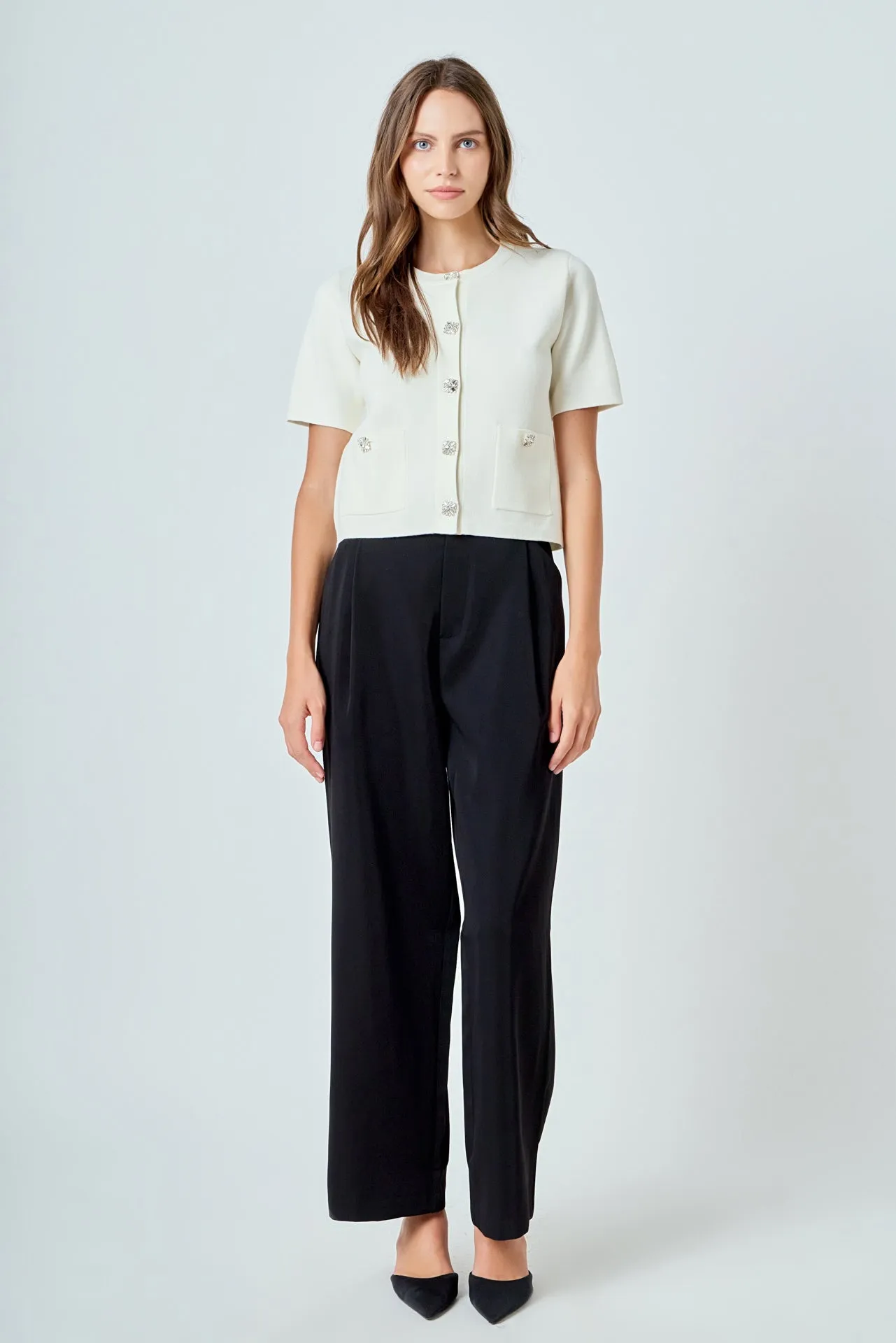 Short Sleeve Jewel Button-Up Cardigan sold by Endless Rose