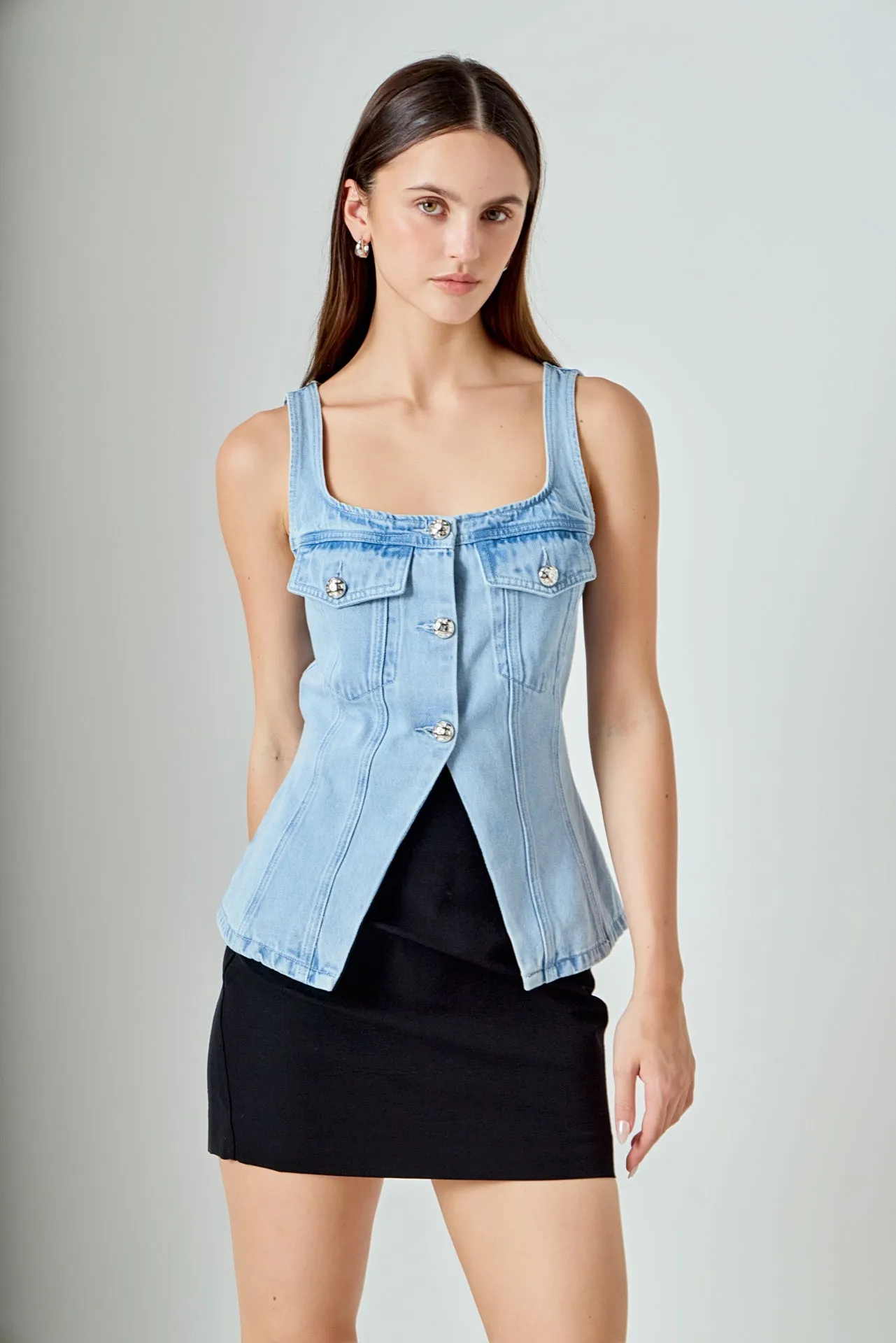 Zoe Denim Fitted Vest sold by Endless Rose