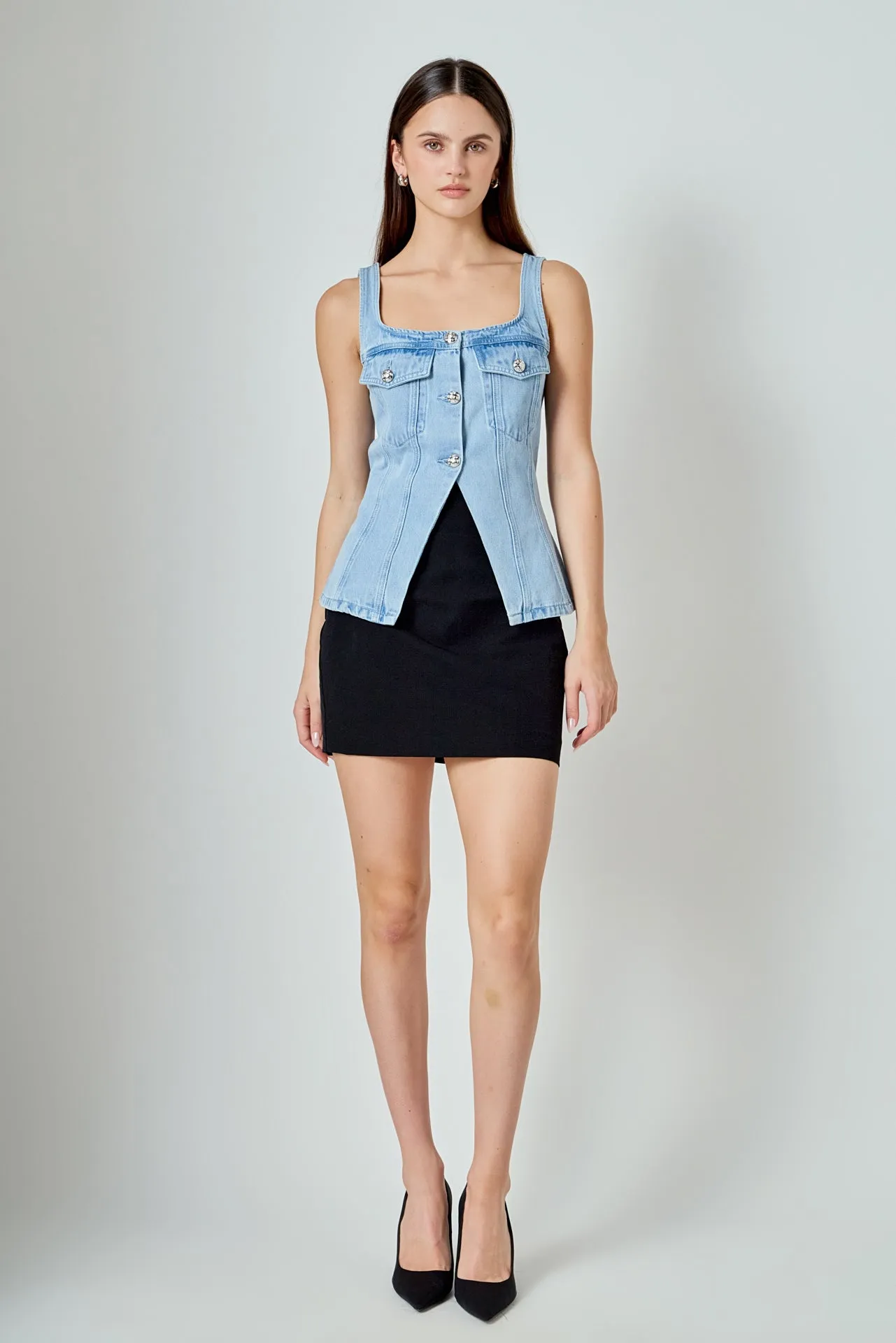 Zoe Denim Fitted Vest sold by Endless Rose product image thumbnail 3