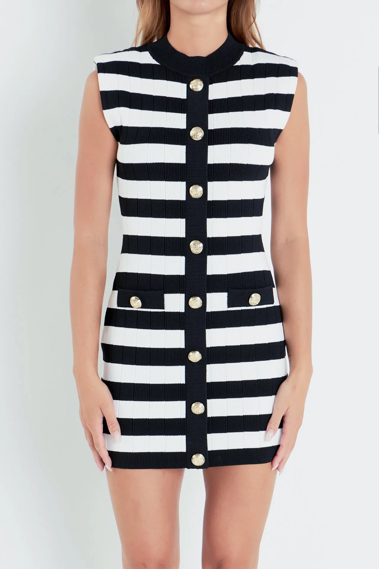 Mock Neck Striped Mini Dress sold by Endless Rose product image thumbnail 2