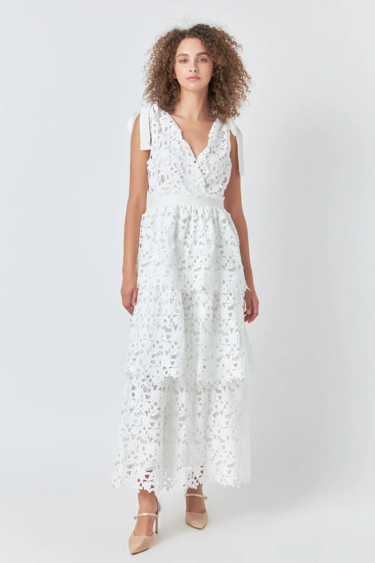 Shoulder Strap Detailed Tiered Maxi Dress sold by Endless Rose