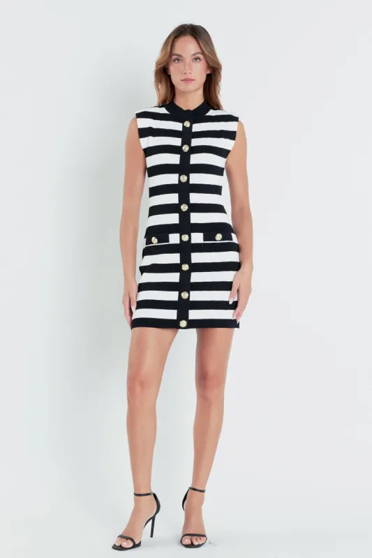 Mock Neck Striped Mini Dress sold by Endless Rose