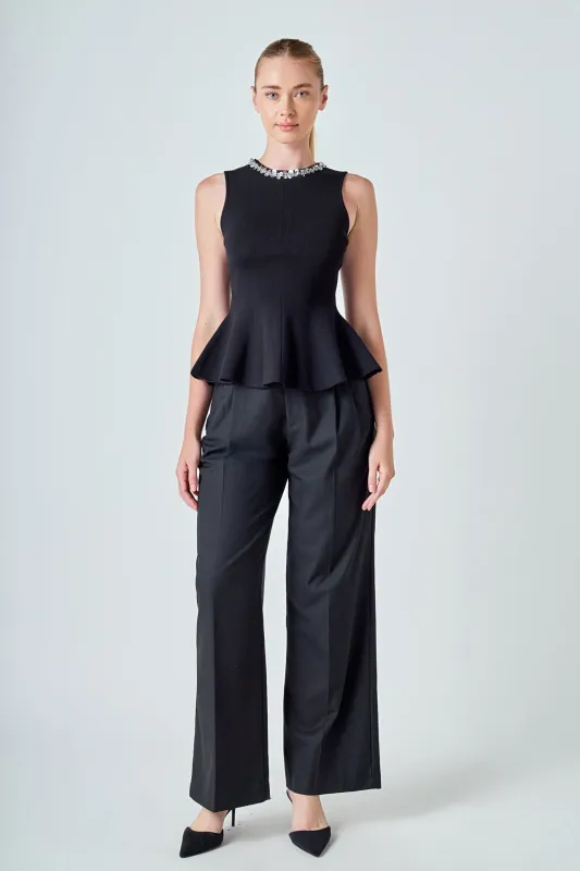 Jewel Trim Peplum Top sold by Endless Rose