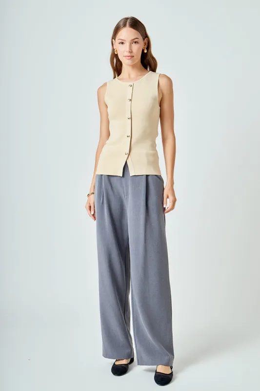 Knit Buttoned Sleeveless Top sold by Endless Rose