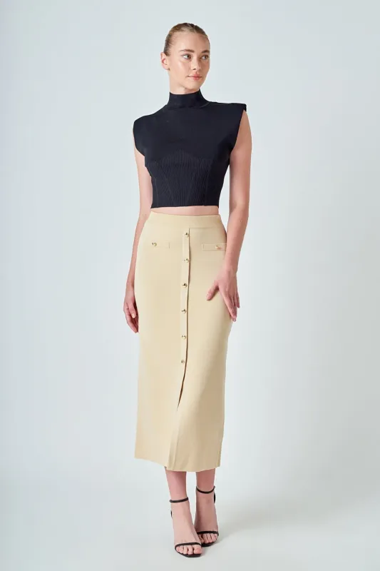 Knit Pocketed Midi Skirt sold by Endless Rose