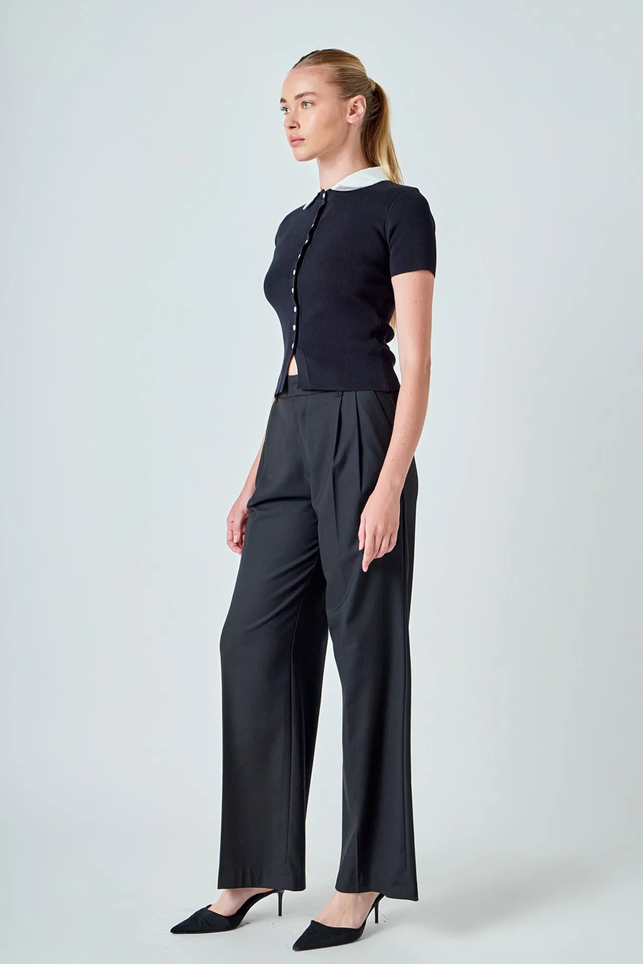 Jewel Buttoned Collared Color Block Top sold by Endless Rose product image thumbnail 4