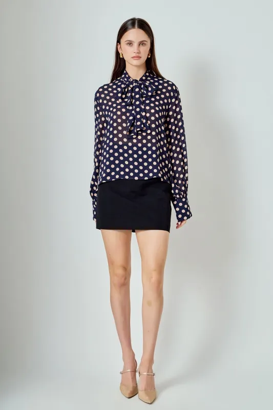Polka Dot Neck Bow Top sold by Endless Rose