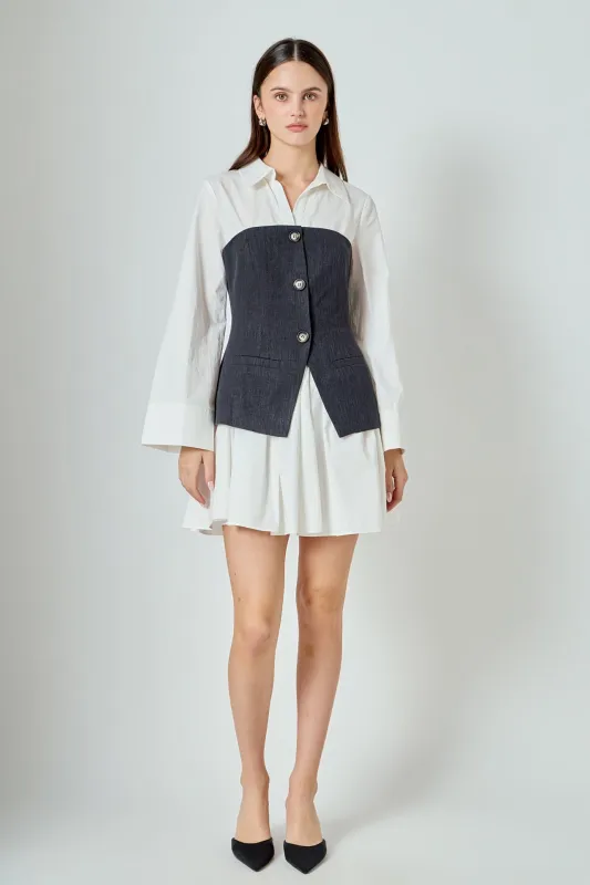 Mixed Media Tweed Poplin Mini Dress sold by Endless Rose