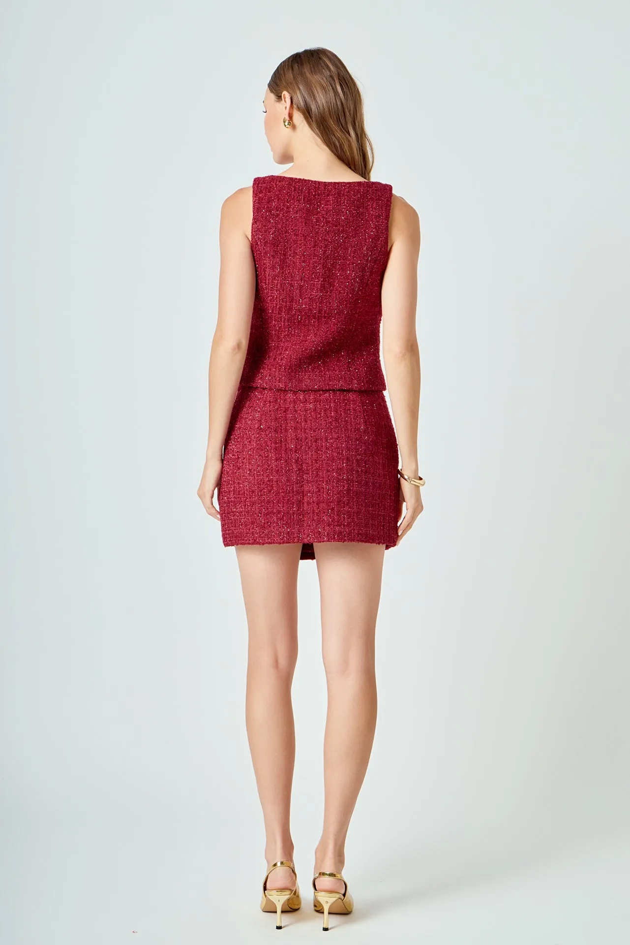 Tweed Scoop Neck Buttoned Top sold by Endless Rose product image thumbnail 5