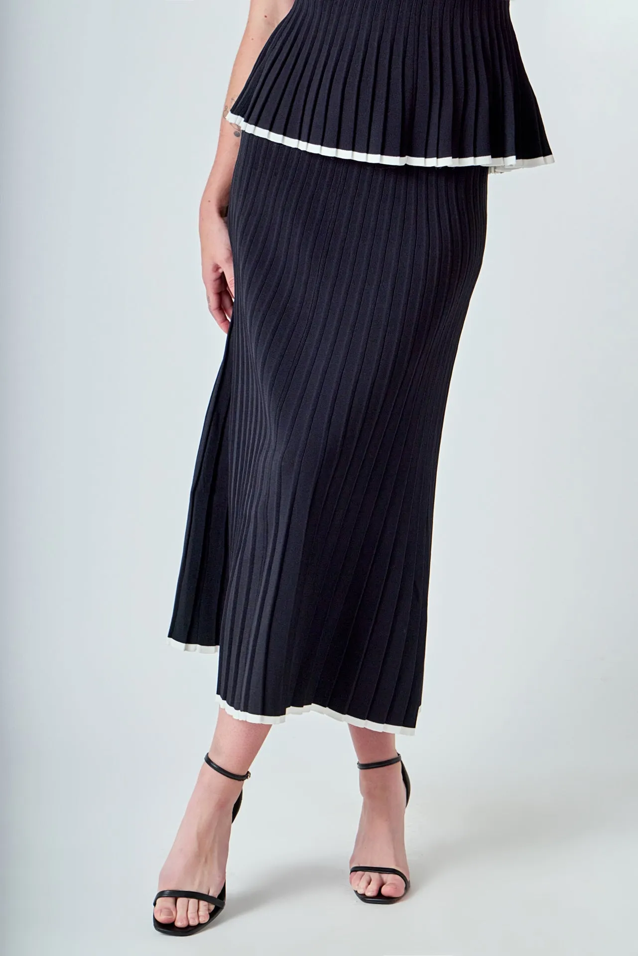Knit Pleated Tip Detail Midi Skirt sold by Endless Rose product image thumbnail 2