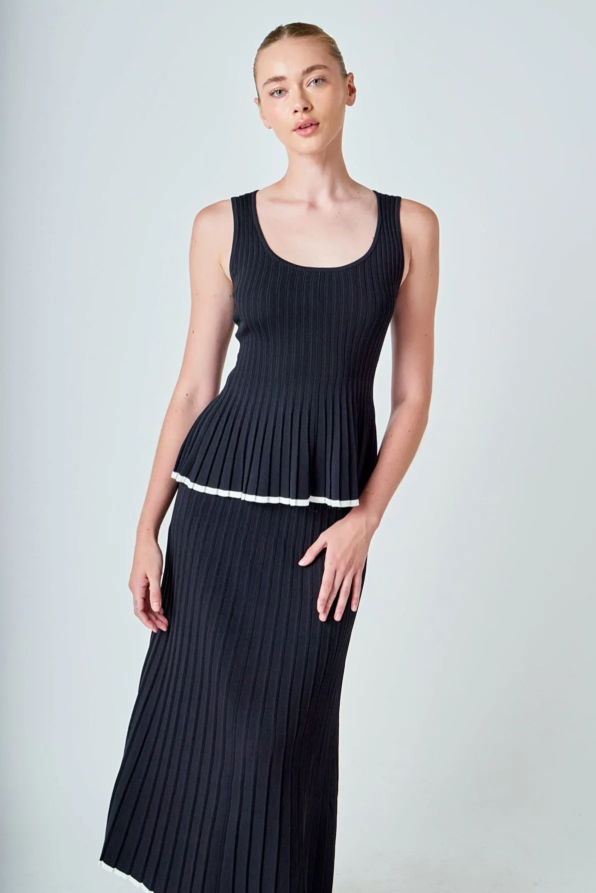 Knit Pleated Tip Detail Midi Skirt sold by Endless Rose product image thumbnail 5