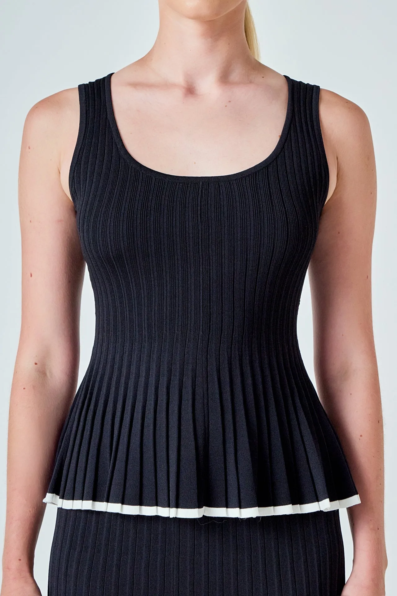 Knit Pleated Tipped Sleeveless Top sold by Endless Rose product image thumbnail 2