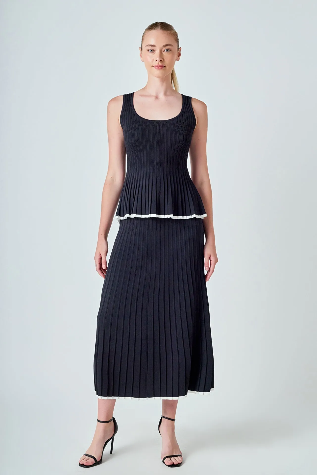 Knit Pleated Tipped Sleeveless Top sold by Endless Rose product image thumbnail 3