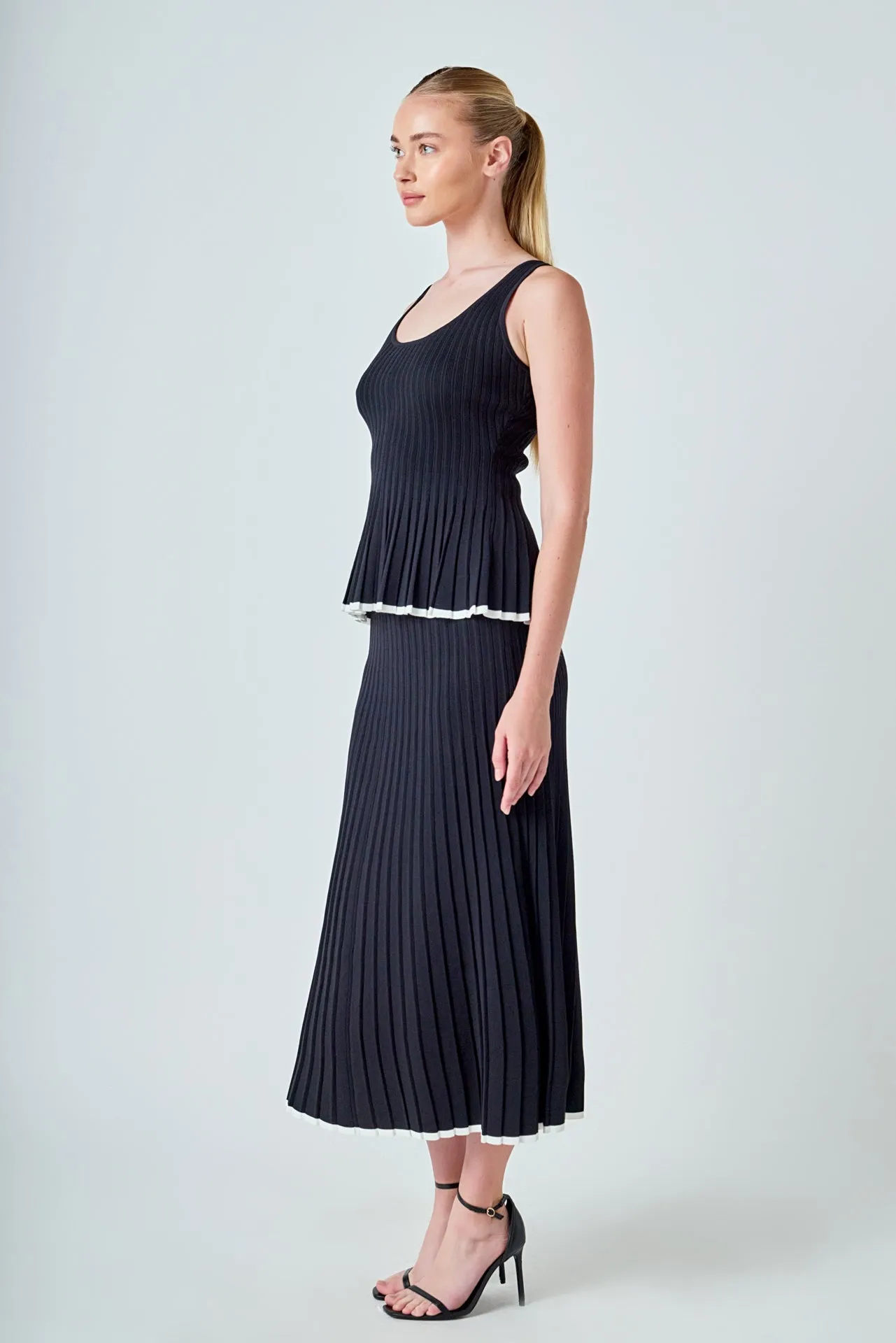 Knit Pleated Tipped Sleeveless Top sold by Endless Rose product image thumbnail 4