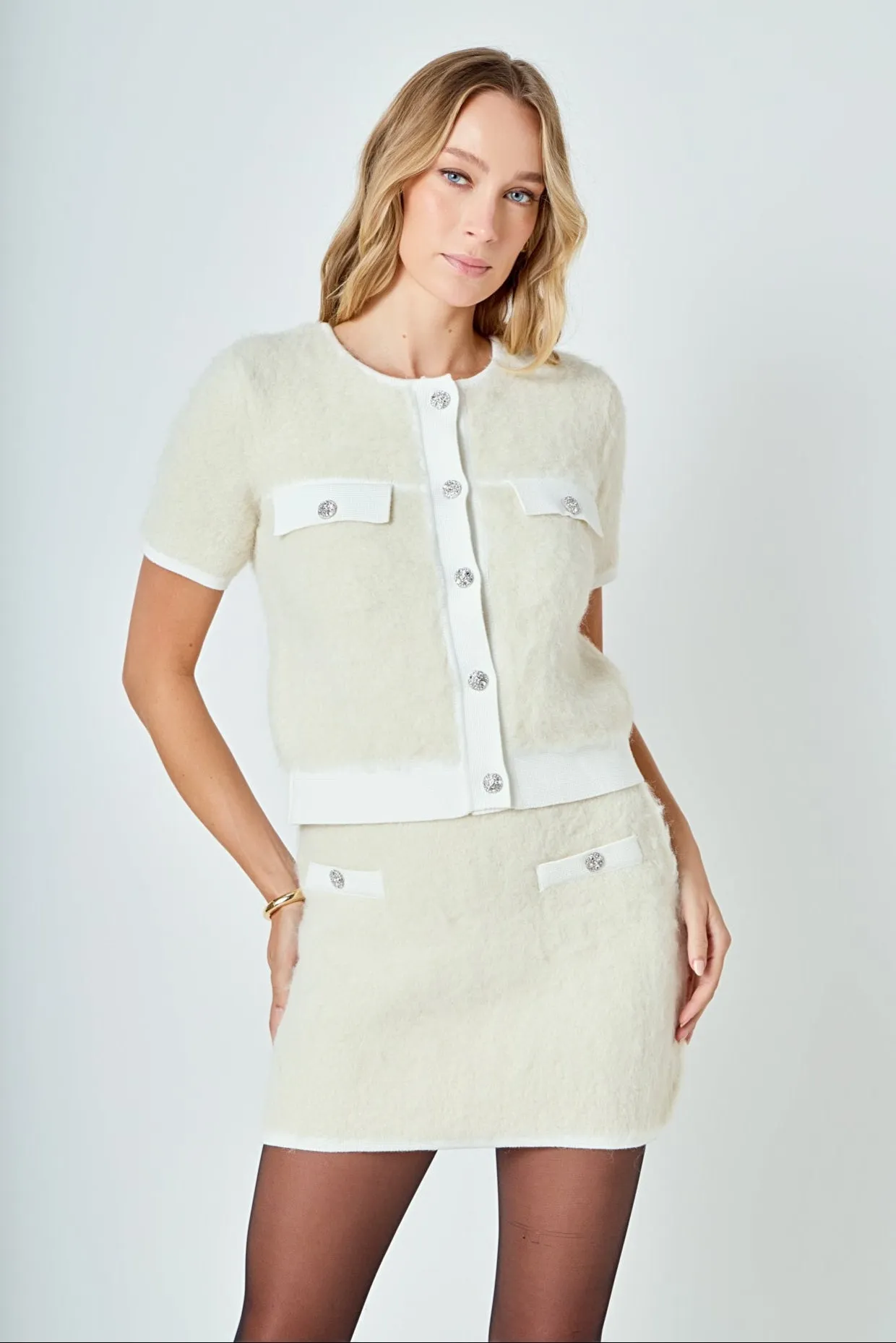 Round Neck Short Sleeve Cardigan Sweater sold by Endless Rose