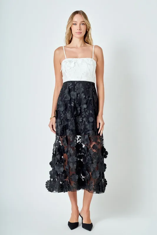 Floral Colorblock Applique Midi Dress sold by Endless Rose