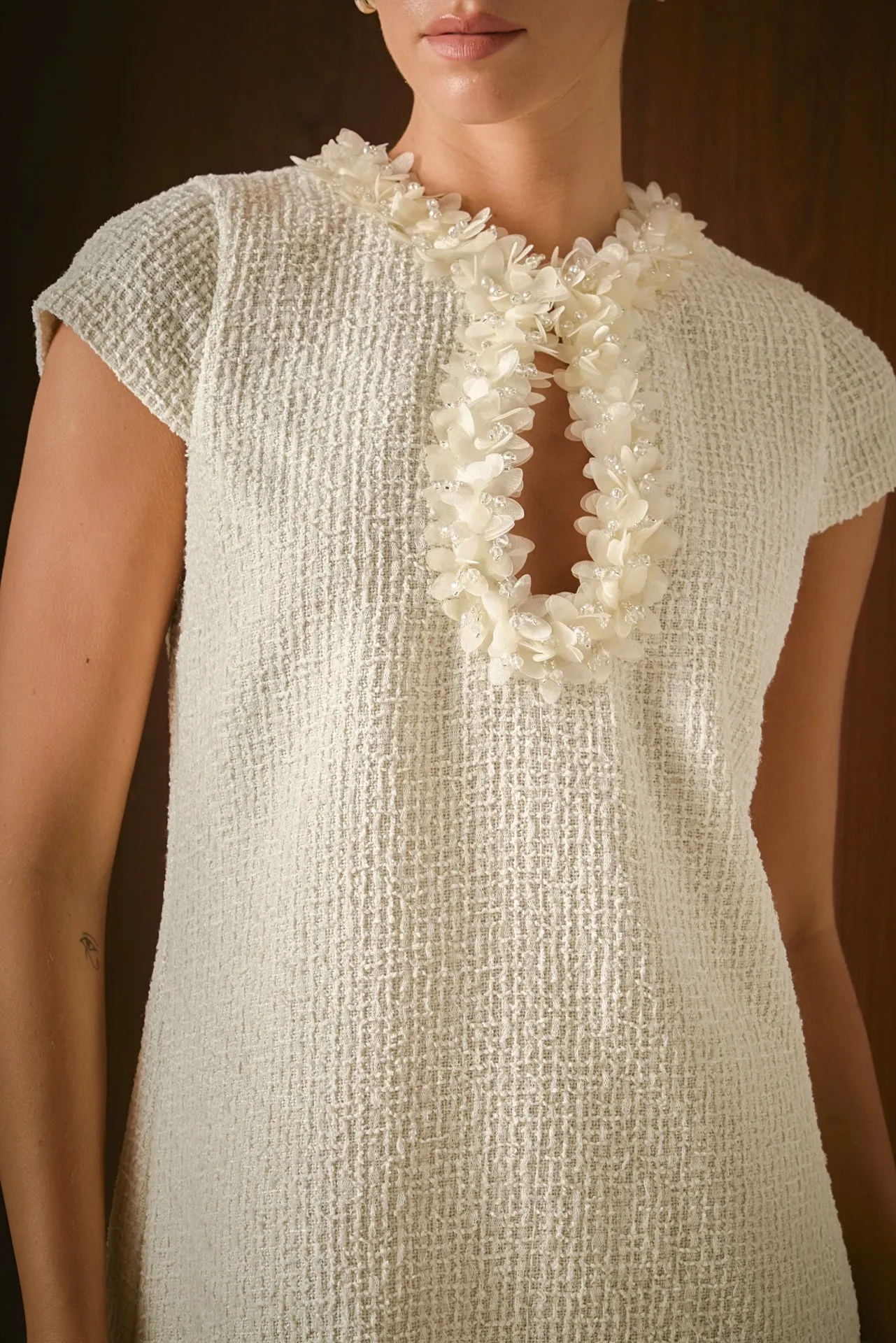 Tweed Shift Dress with Floral Trim sold by Endless Rose product image thumbnail 2