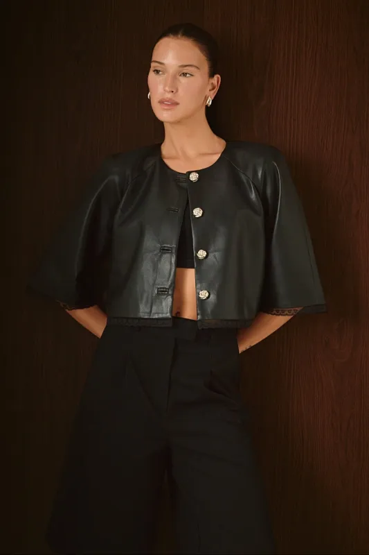 Faux Leather Cropped Jacket sold by Endless Rose