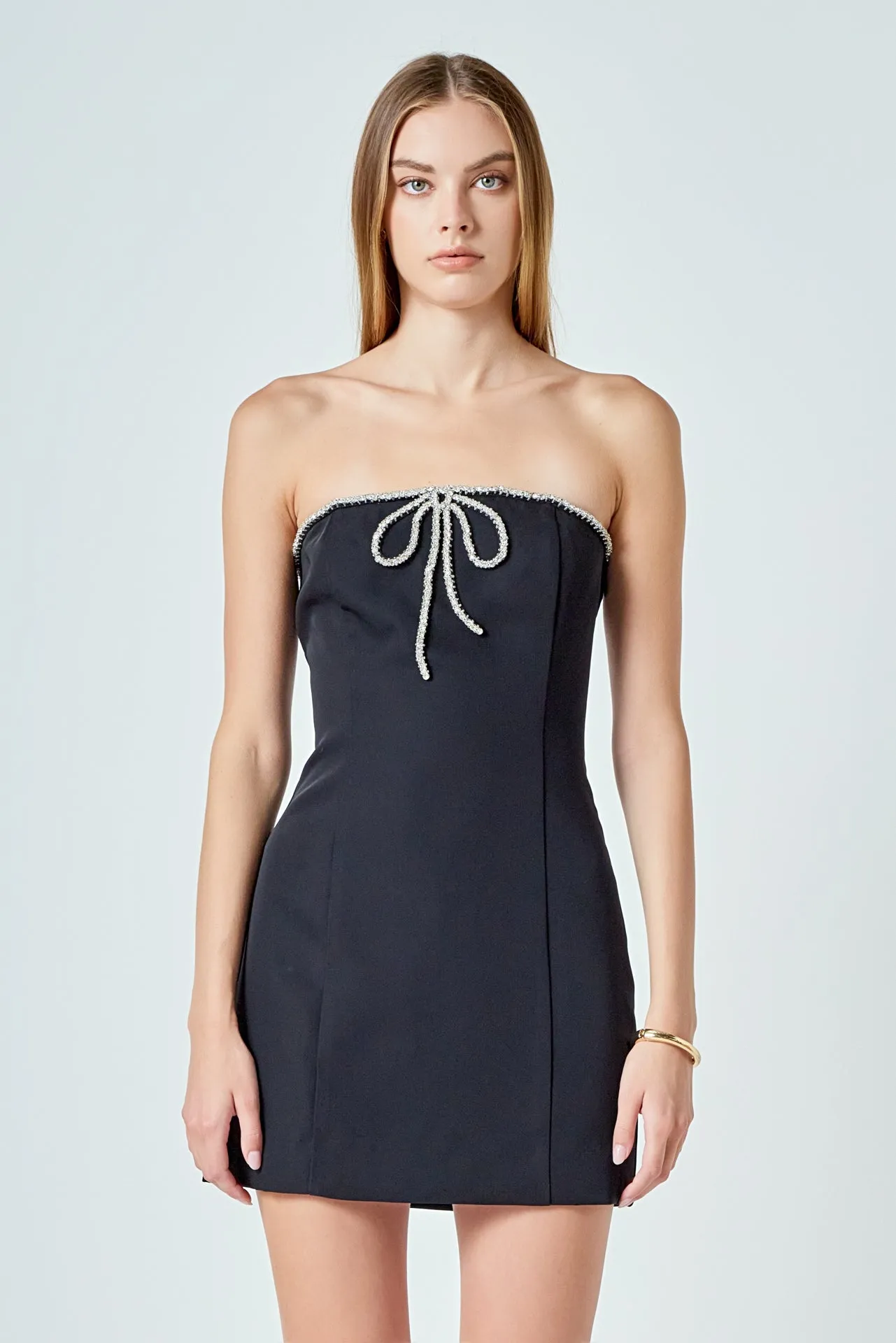 Rhinestone Bow Tube Mini Dress sold by Endless Rose product image thumbnail 5