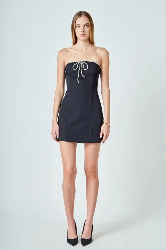 Rhinestone Bow Tube Mini Dress sold by Endless Rose