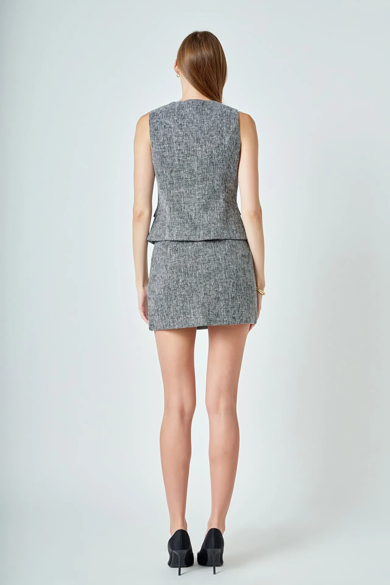 Tweed Front Slit Cutout Mini Skirt sold by Endless Rose product image thumbnail 4