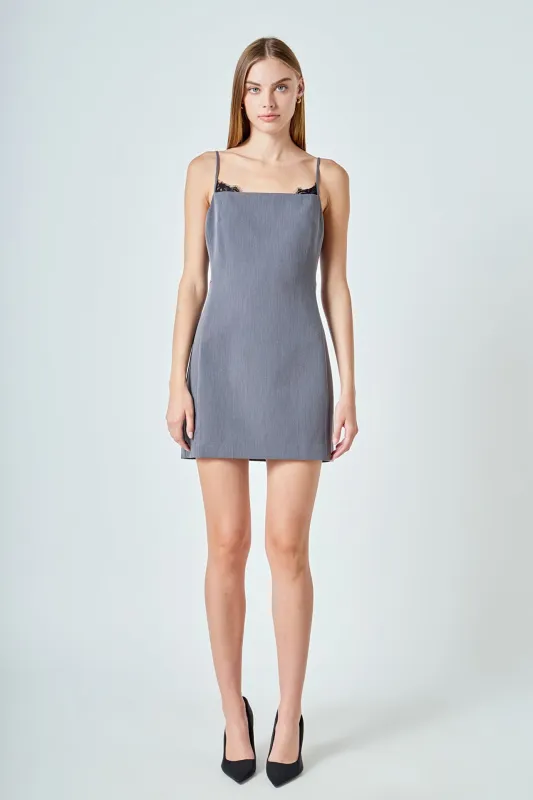 Josephine Lace Trim Mini Dress sold by Endless Rose