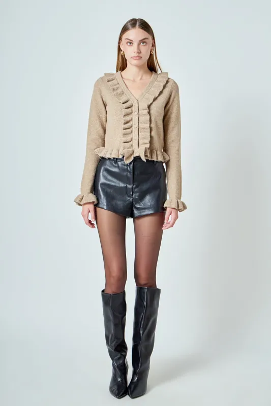 Ruffled V-Neck Cardigan sold by Endless Rose