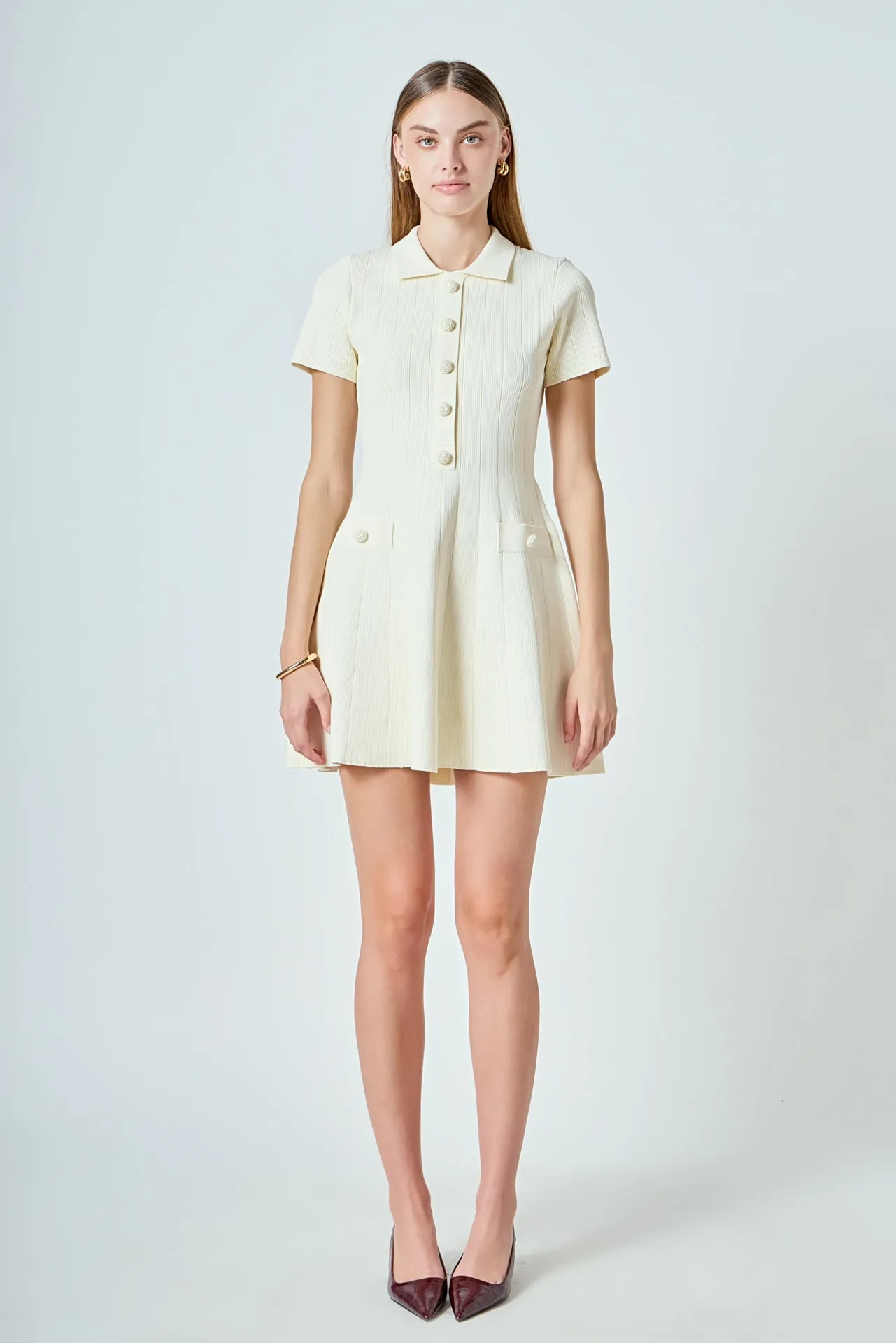 Gemma Jeweled Buttoned Knit Mini dress sold by Endless Rose