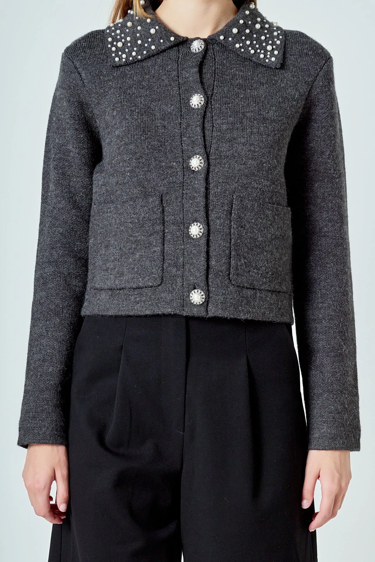 Pearl Embellished Collar Cardigan sold by Endless Rose product image thumbnail 2