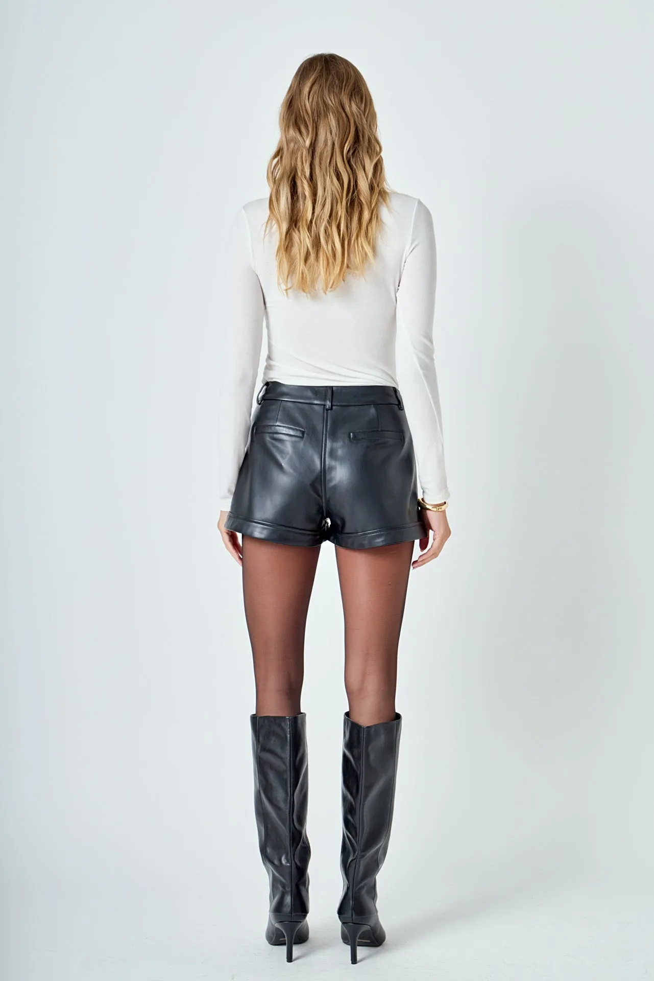 Faux Leather Mid Waisted Shorts sold by Endless Rose product image thumbnail 4