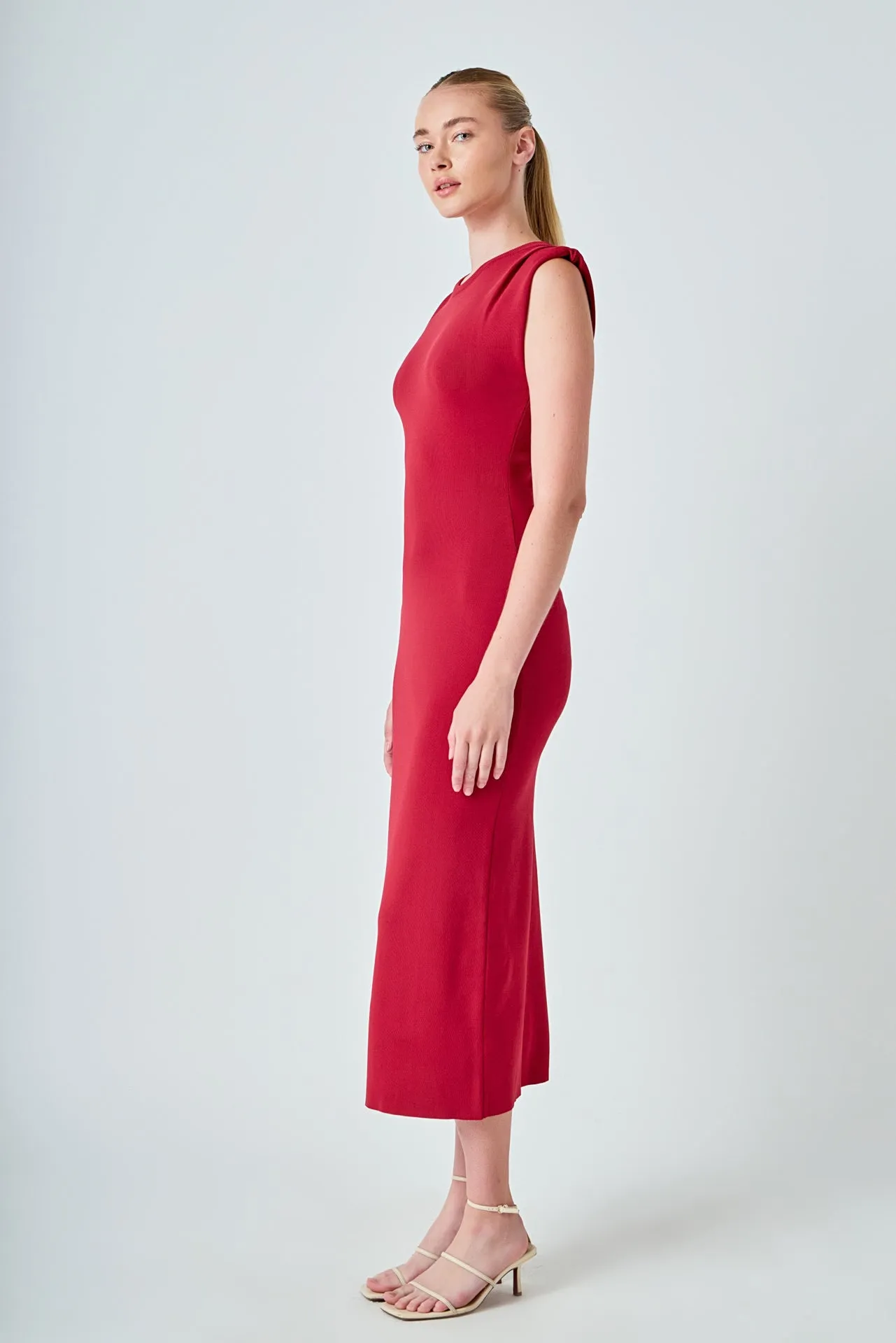Knit Shoulder Pleated Midi Dress sold by Endless Rose product image thumbnail 3