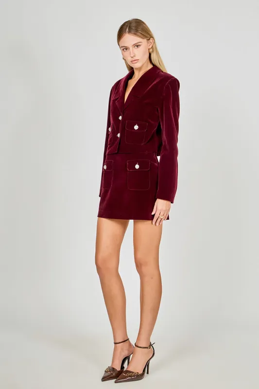 Velvet Jeweled Button Mini Skirt sold by Endless Rose