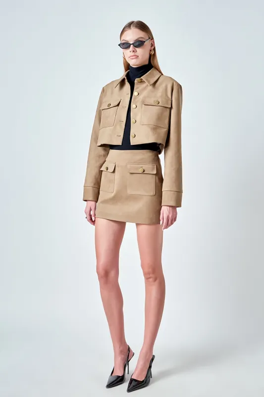 Faux Suede Pocketed Mini Skirt sold by Endless Rose