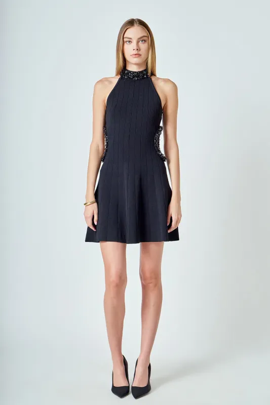 Beaded Knit Cut out Mini Dress sold by Endless Rose