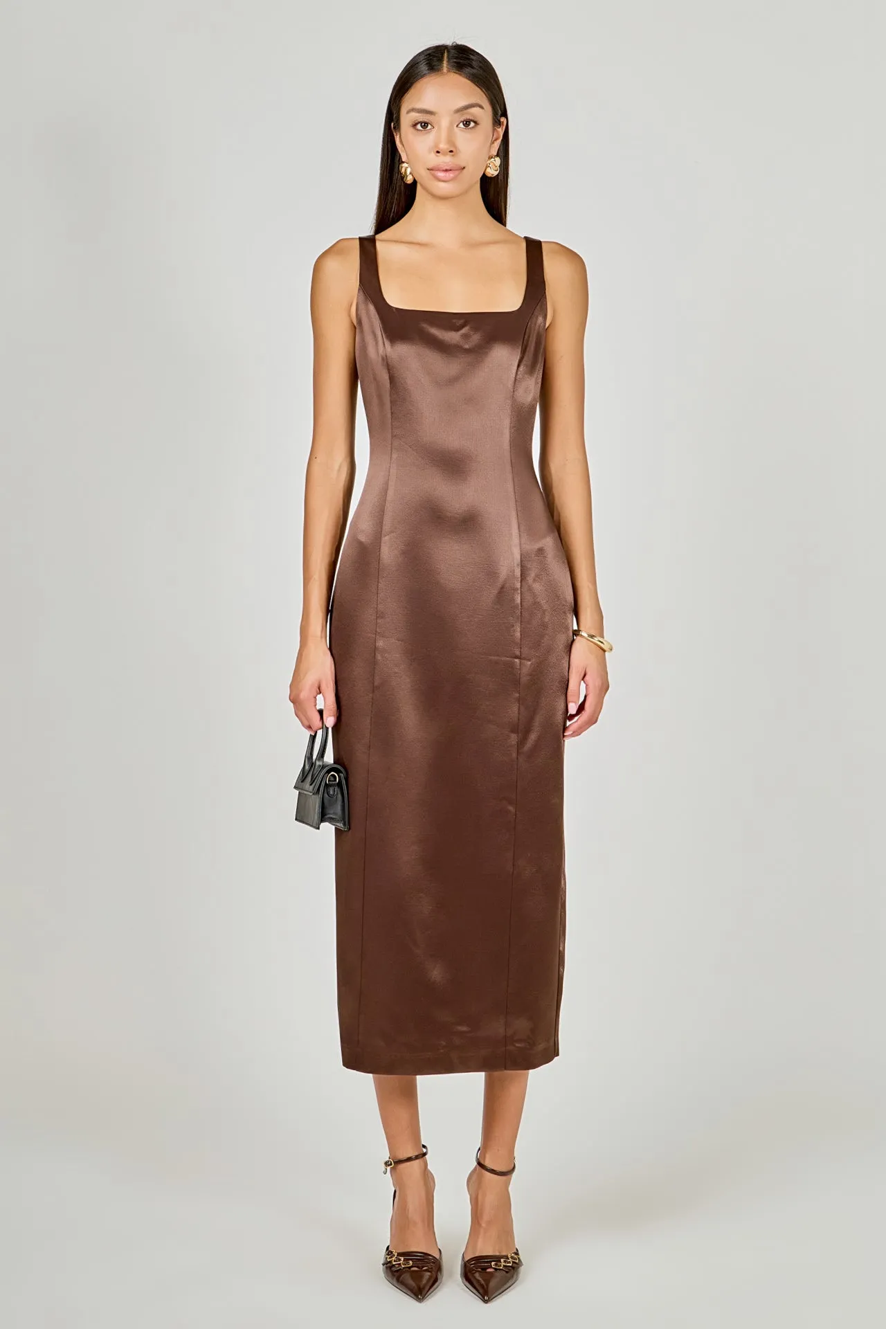 Satin Velvet Scoop Neck Midi Dress sold by Endless Rose