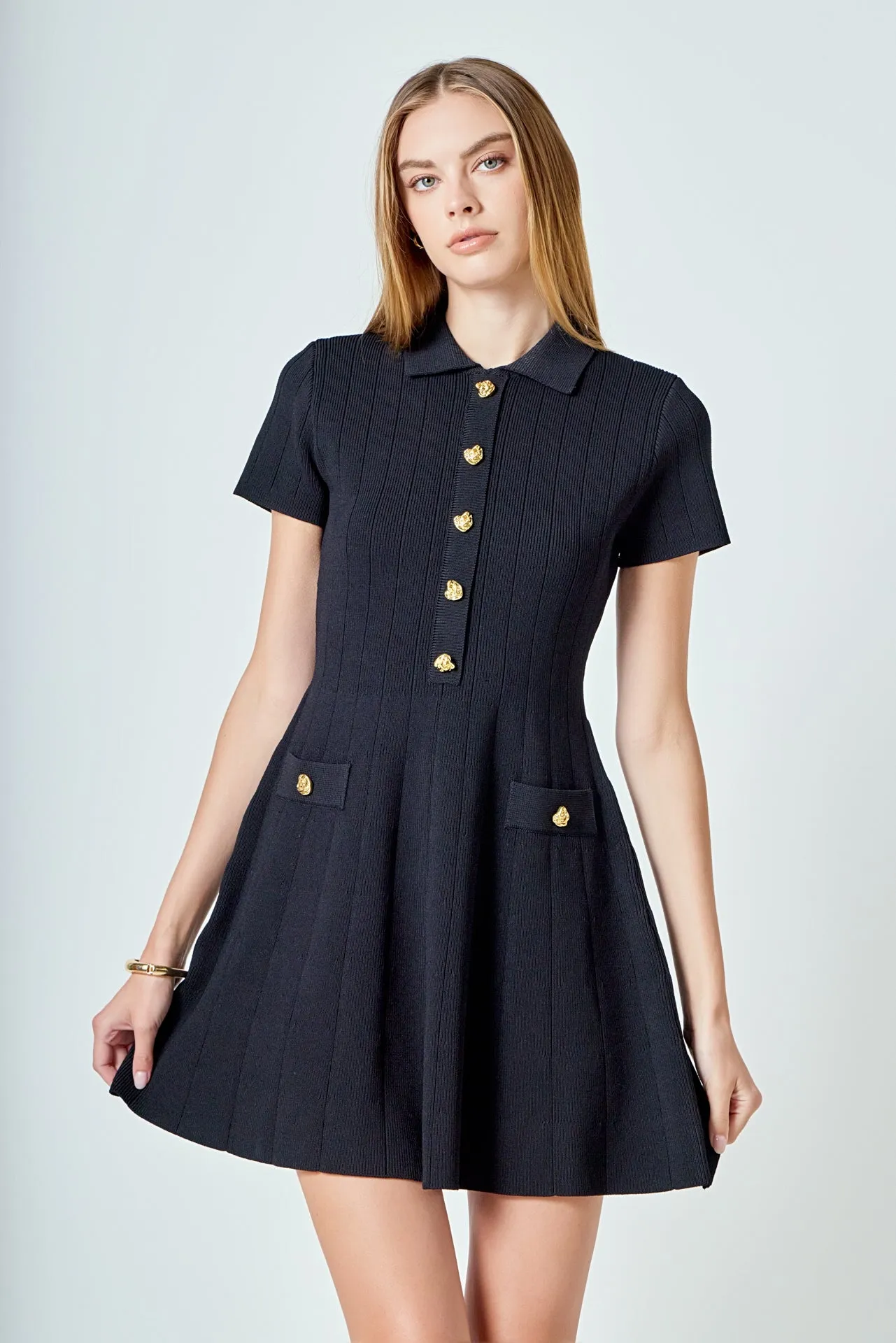 Jewel Buttoned Knit Mini Dress sold by Endless Rose product image thumbnail 5