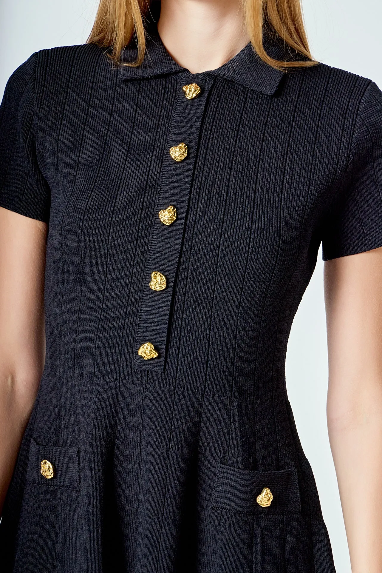 Jewel Buttoned Knit Mini Dress sold by Endless Rose product image thumbnail 2