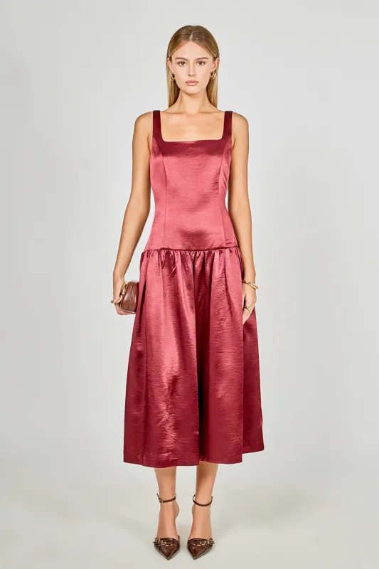 Satin Velvet Drop Waist Midi Dress sold by Endless Rose